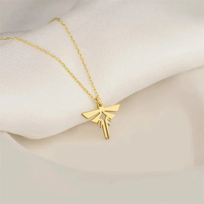 Collar con colgante con logotipo de luciérnaga de acero inoxidable