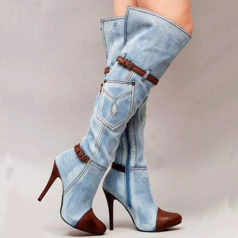 Zapatos vaqueros de tacón alto