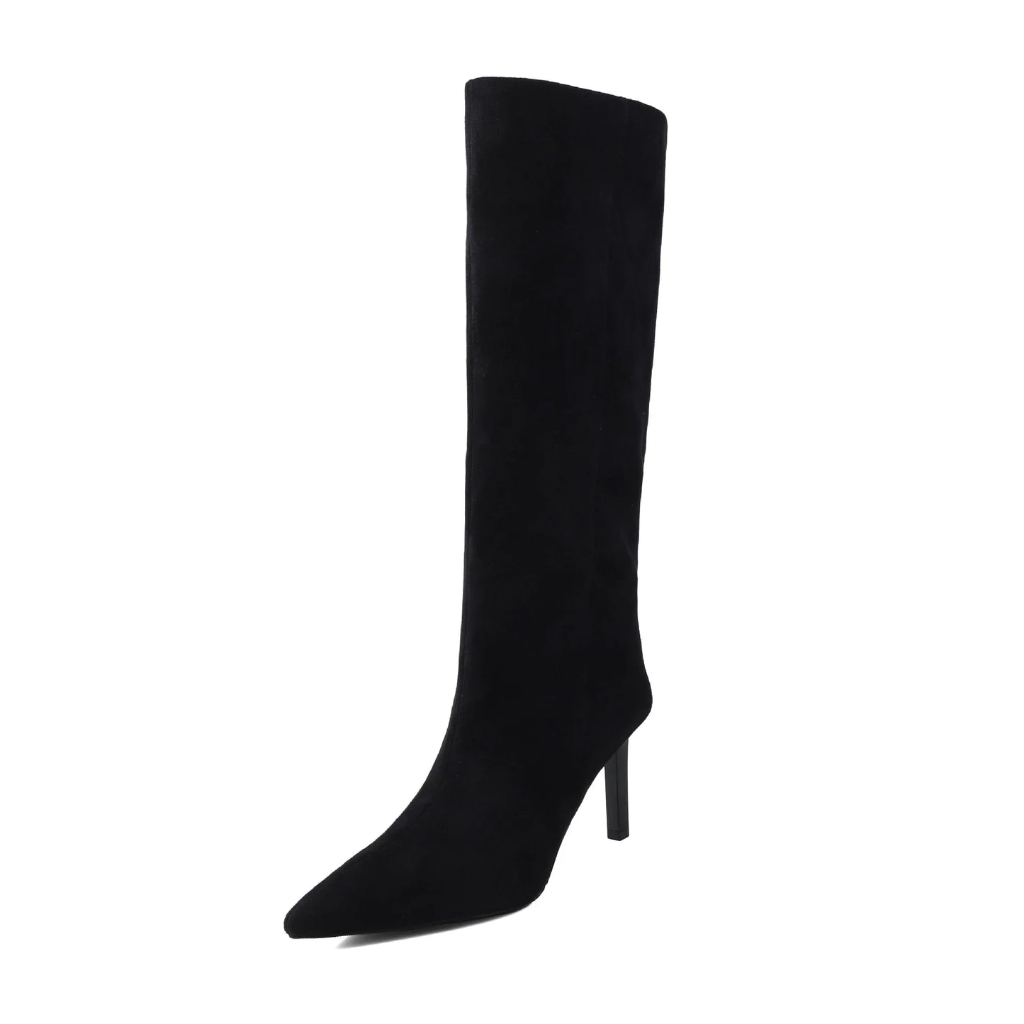 Arden Furtado otoño ante negro botas hasta la rodilla punta puntiaguda tacones de aguja botas ajustadas botas modernas de gran tamaño