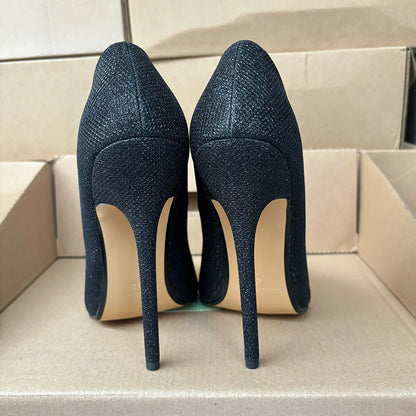 Tacones altos Bombas sexy Brillante Negro Rojo dentro