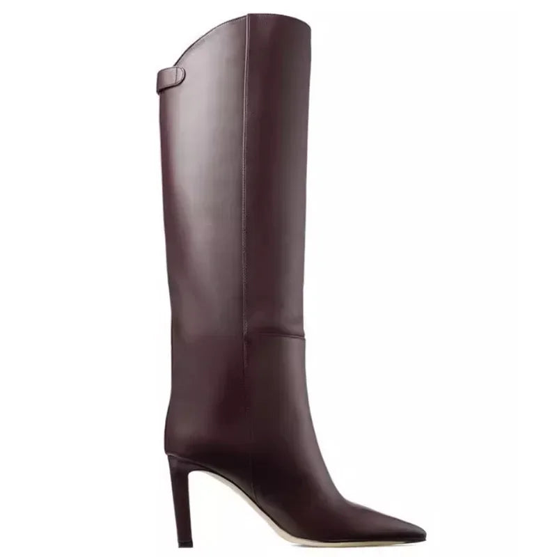 Botas rectas de tacón de aguja puntiagudas, colores, estilo Simple