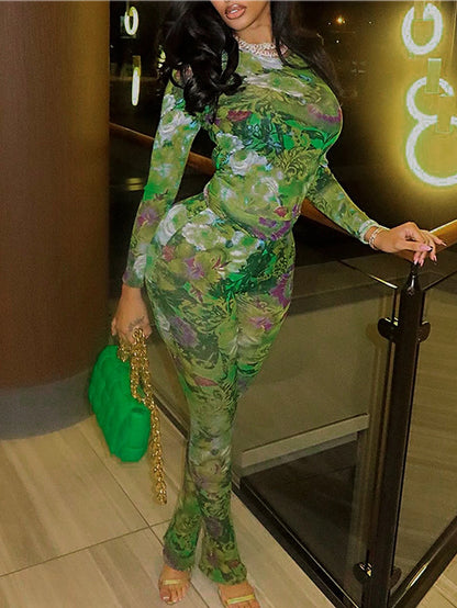 Conjunto informal de pantalones largos con estampado